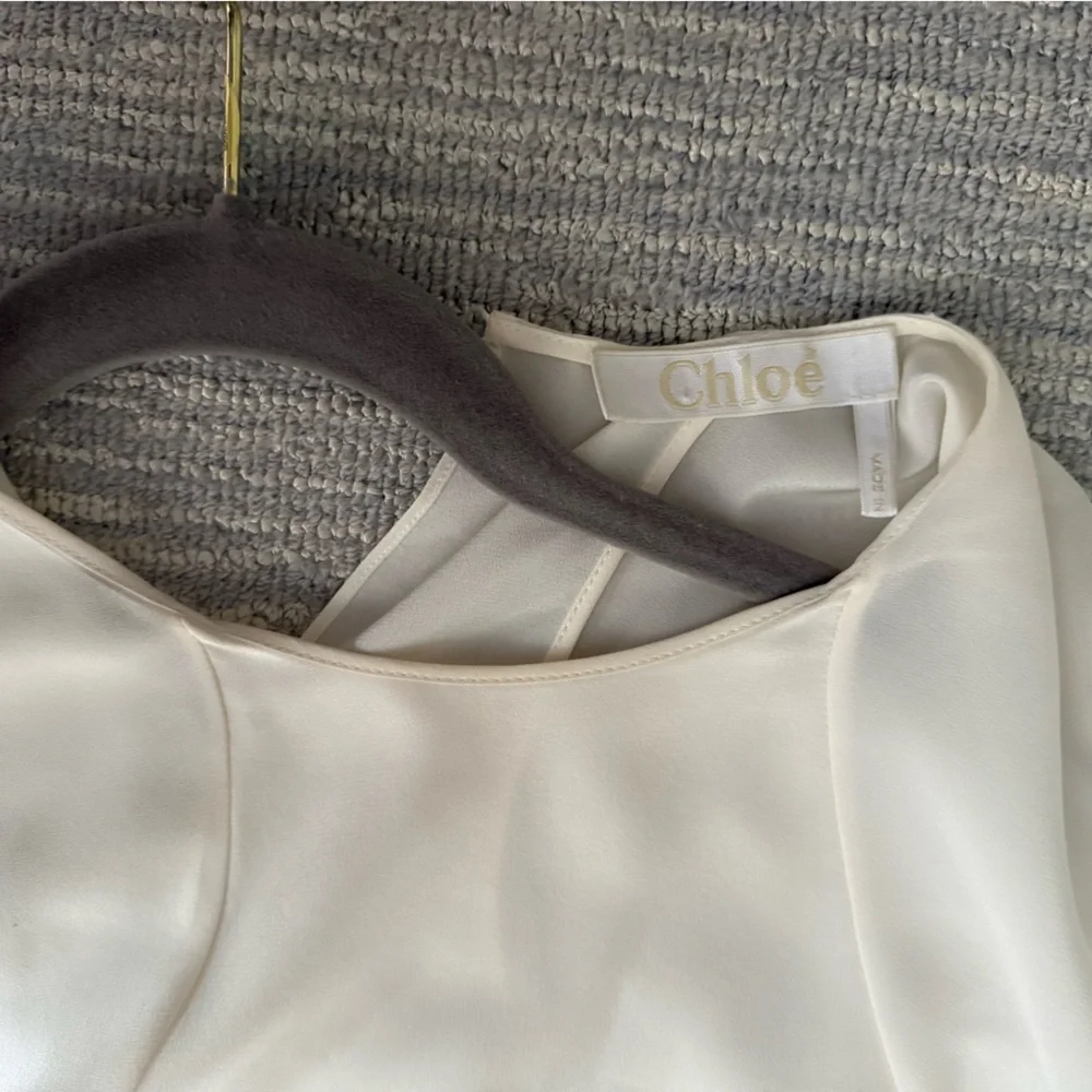 Chloe Elegant 100% Silk Cream Cape Sleeve Blouse - Picture 4 of 9